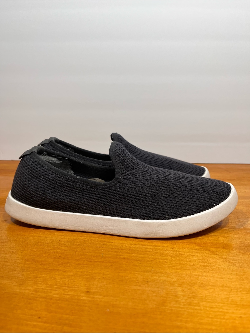 allbirds Women’s Black Knit Slip-On Loafers with White Sole